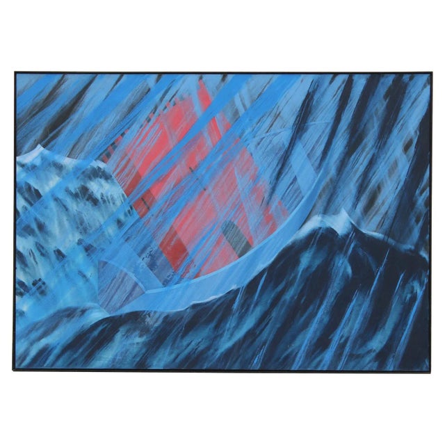 David True "Promises Kept" Large Blue Tonal Surrealist Painting 1986 For Sale In Houston - Image 6 of 6