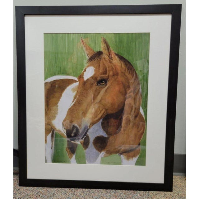 From the artist's private collection is this framed original acrylic as watercolor painting of a horse. Signed Baldwin, it...