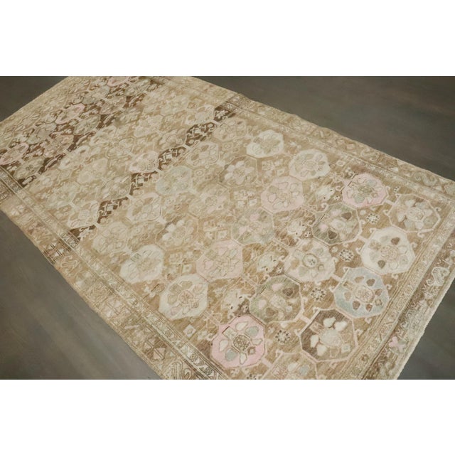 Textile Vintage Persian Brown Pink Carpet - 4'8" x 9'2" For Sale - Image 7 of 8