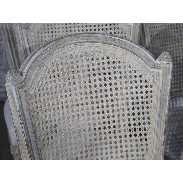 Set of 6 Painted and Caned French Louis XVI Style Dining Chairs, Early 1900s For Sale - Image 13 of 18