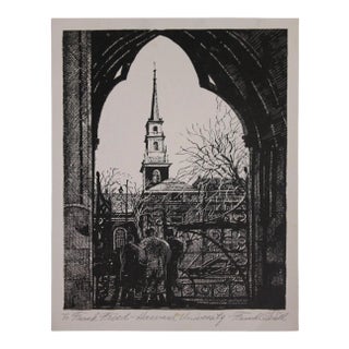 Frank C. Dill "Harvard University" Architectural Etching to Frank Freed 20th Century For Sale