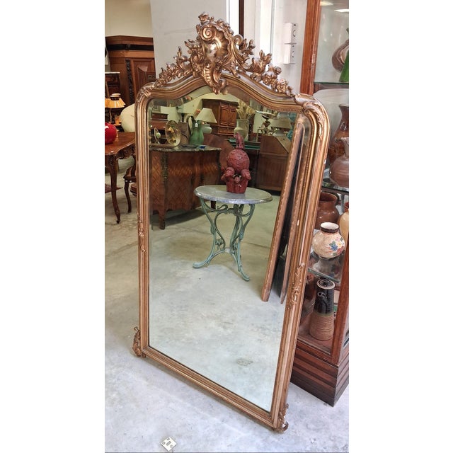 Gold Large Louis XV Style Fireplace Mirror, 19th Century For Sale - Image 8 of 9