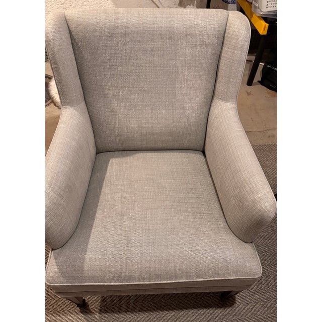 1950s Pair of Danish Modern Blue-Grey Wingback Lounge Chairs Attributed to Frits Henningsen For Sale - Image 11 of 17