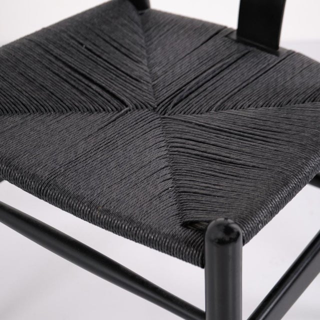 Paper CH24 Wishbone Chair in Black with Black Paper Cord Seat by Hans J. Wegner, 1950s For Sale - Image 7 of 11