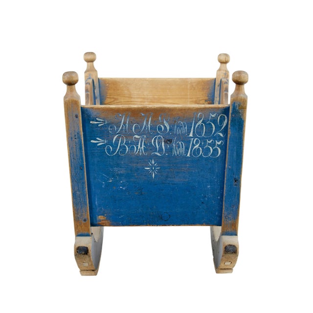 Mid 19th Century Antique Swedish Painted Pine Cradle, 1860 For Sale - Image 5 of 7