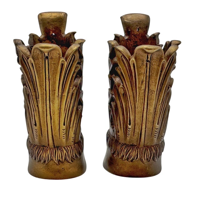 Large Pair of French Gilt Bronze Hoof & Acanthus Sabots, France, circa 1900 6" H x 2.5" W x 2.25" D Interior Measurements:...
