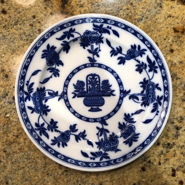 Blue Set of 6 Antique Minton Delft Blue Plates For Sale - Image 8 of 11