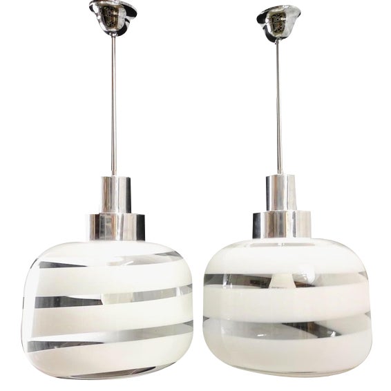 Murano Glass Pendant Lamps, 1970s, Set of 2 For Sale