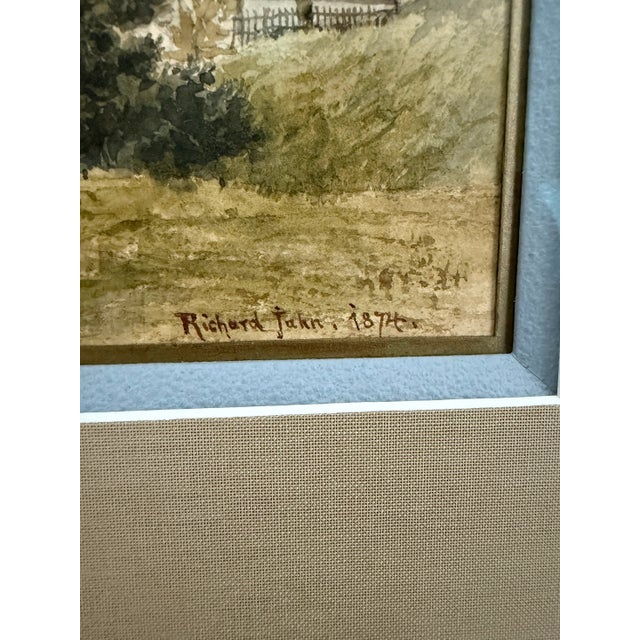 19th Century 1874 Richard Jahn German Watercolor Landscape For Sale - Image 5 of 7