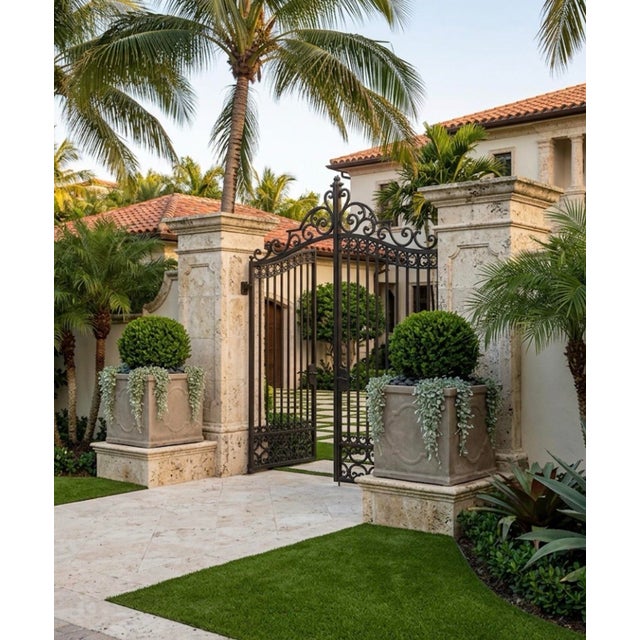 Stone Gray Pair of Vintage Neoclassical Style Faux-Stone Resin Square Planters For Sale - Image 8 of 8