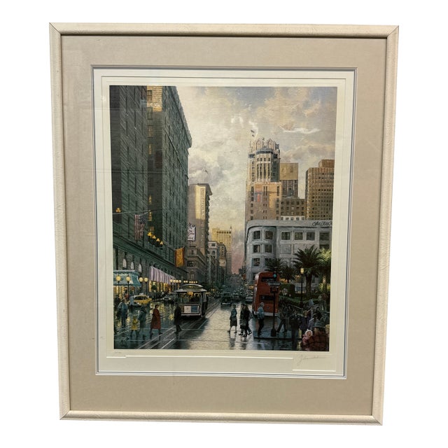 Circa 1990 Thomas Kinkade "San Francisco, Late Afternoon at Union Square", Signed For Sale