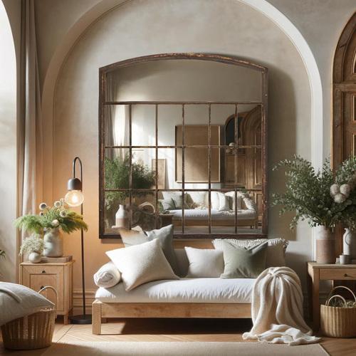 This large mirror is an impressive wall decoration item, measuring 174cm in height and 157cm in width. with its sturdy...