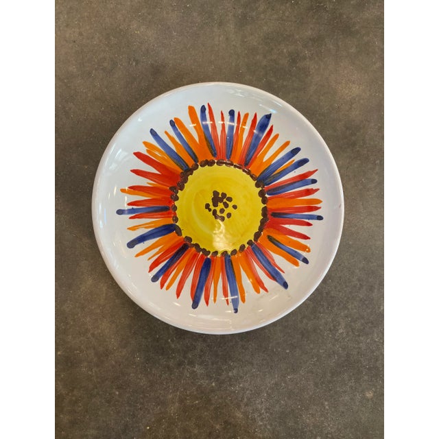 Ceramic Vintage Mid Century Italian Floral Pottery Plate For Sale - Image 7 of 7