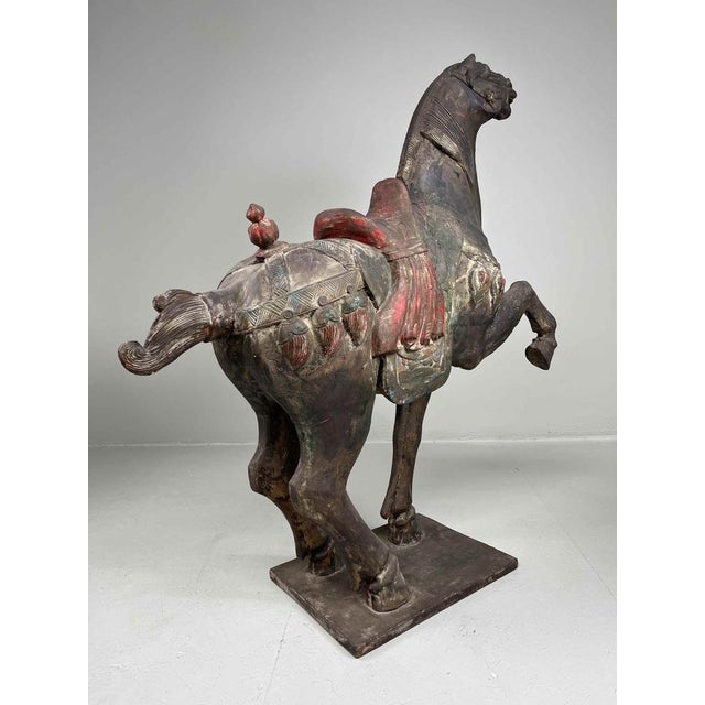 Chinese Artist, Tang Style Wooden Horse, Early 19th Century, Wood & Gesso For Sale - Image 9 of 18