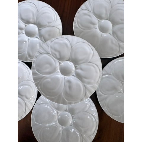 Pillivuyt et Cie Vintage French Pillivuyt Porcelain Oyster Plates, White, Set of 6 For Sale - Image 4 of 10