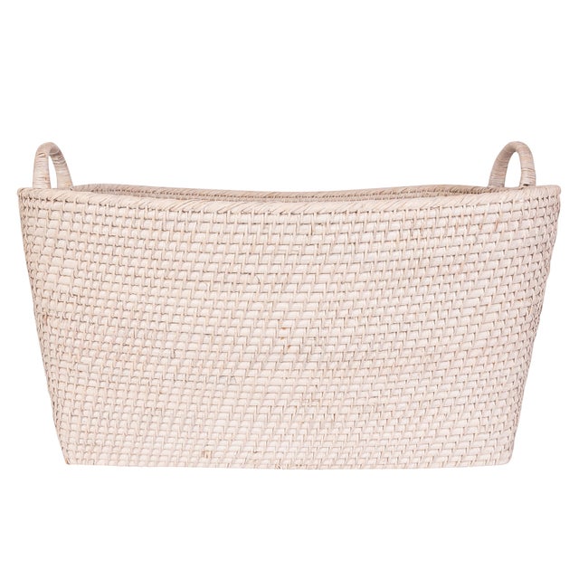 Artifacts Saboga Home Everything Basket with Hoop Handles in White Wash - 25" For Sale - Image 9 of 13