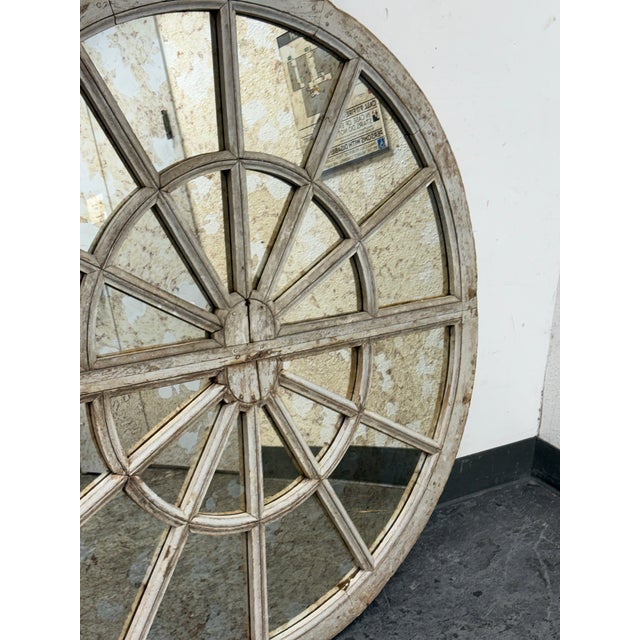Traditional Antique Radial Paned Mirror For Sale - Image 3 of 12
