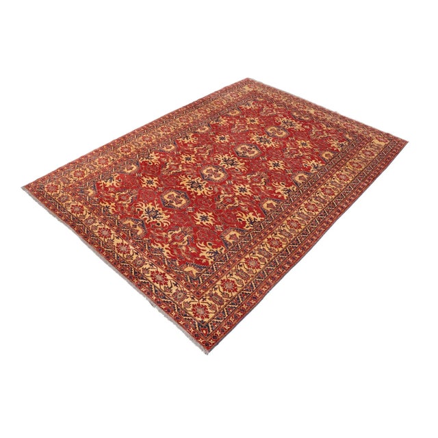Embellish your home with this exquisitely hand-knotted super Kazak Rug made with the finest hand-spun wool and all...