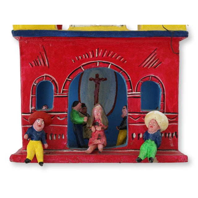 Mexican J. Medrano Mexican Folk Art Church, Artist Signed For Sale - Image 3 of 9