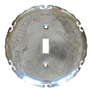 Mid-Century Brass Ming Chinoiserie Single Toggle Light Switch Plate Cover For Sale