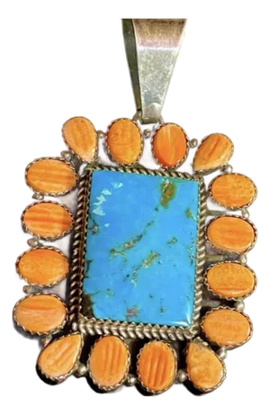 Navajo Large Sterling Silver Rectangular Pendant, Signed Daniel Mike.