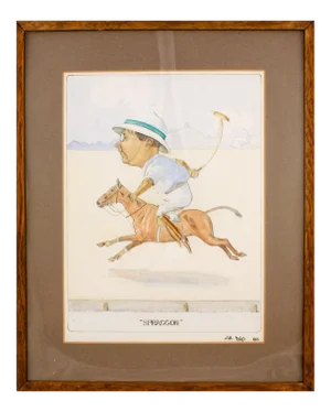 "Spraggon" Polo Player C1913 Watercolour by Wil Mots