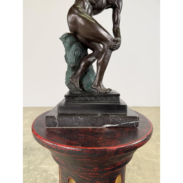 Bronze Classical Athlete Sculpture After Discobolus, Greco-Roman Athlete, 12” H For Sale - Image 4 of 16