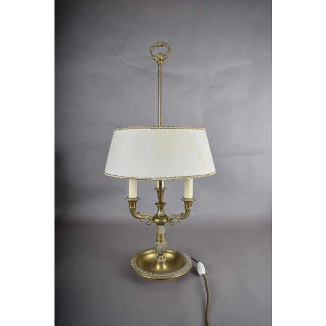 Antique Brass Bouillotte Lamp, Three-Arm Candelabra Form — French, 19th Century For Sale - Image 4 of 13