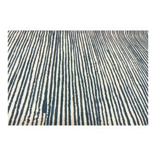 Kelly Wreastler Groundworks Fabric Vertex Pacific Outdoor Stripe Beige Navy Blue Fabric For Sale