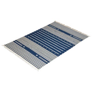 Yarrow Rug, 4x6, Navy Blue & White For Sale