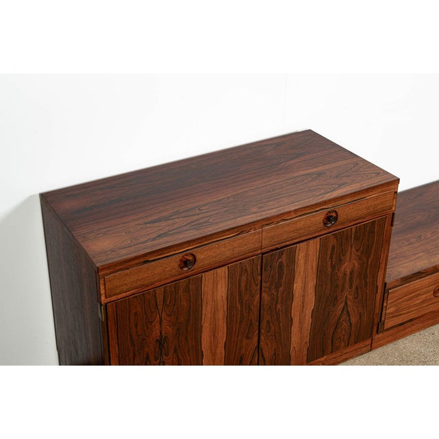 Mid-Century Swedish Rosewood Bookcase Dropdown Wall Unit by Bertil Fridhagen for Bodafors, 1960s For Sale - Image 16 of 18