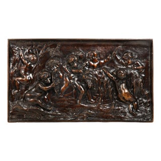Rare 18th Century Bachanalia Plaque of Putti Tormenting Goat After Duquesnoy For Sale