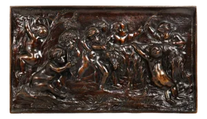 Rare 18th Century Bachanalia Plaque of Putti Tormenting Goat After Duquesnoy