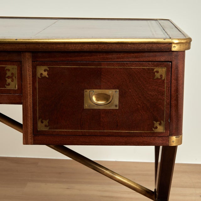 Antique English Leather Top Campaign Desk For Sale In West Palm - Image 6 of 15