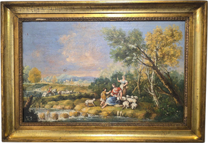 Italian Artist, Pastoral Scene, 1750, Oil on Canvas, Framed