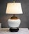 Wildwood Mid‑Century Ceramic Lamp • Textured Diamond Body • Hand‑Painted Collar • Carved Wood Base • 3‑Way Light Beautiful...