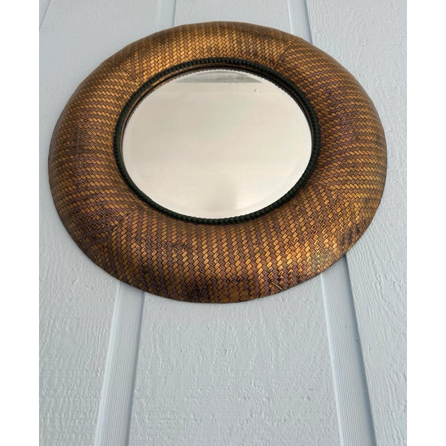 Fetures: -Faux wicker woven texture look -Nice color blending of gold and black -Decorated with green beads along inner...