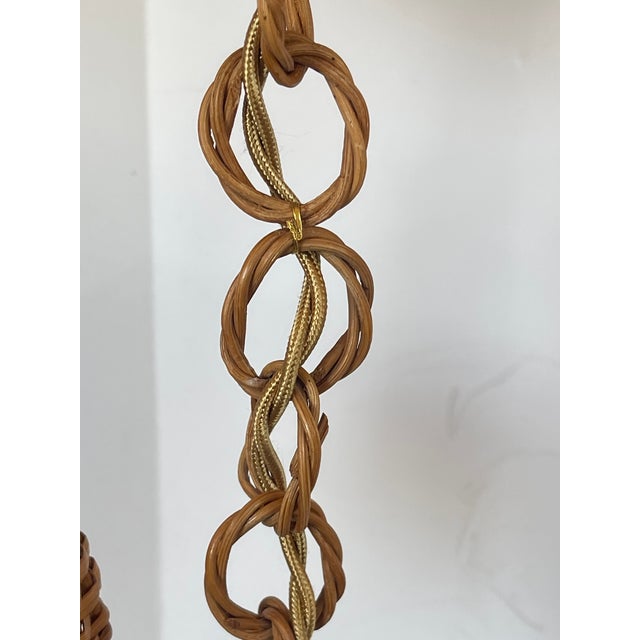 French Louis Sognot Rattan Pendant Light, 1960s For Sale - Image 10 of 14