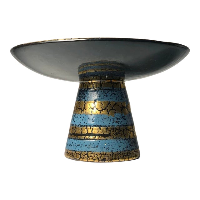 Vintage Petite Ceramic Compote Bowl by Aldo Londi for Bitossi For Sale