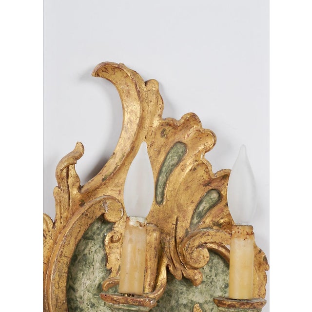 Wood 18th Century Italian Giltwood Sconces - Pair For Sale - Image 7 of 11