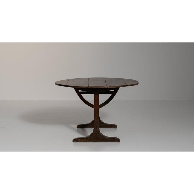 19th Century France Rich Walnut Brown Round Tilt-Top Drop-Leaf Table For Sale - Image 11 of 11