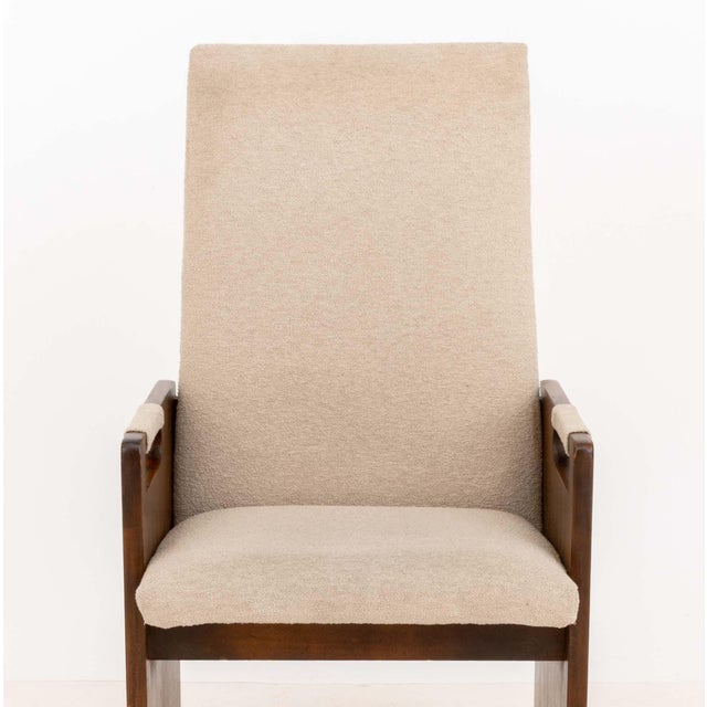 Lane "Pueblo" Grey Boucle Upholstered Walnut Dining Chairs, 6 For Sale - Image 12 of 17