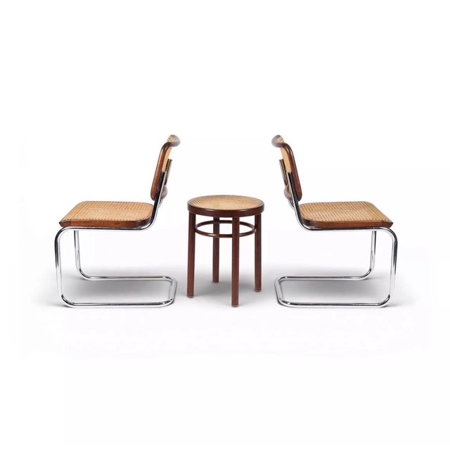 Model S32 Dining Chair with Woven Cane and Brown Wood Frame by Marcel Breuer for Thonet, 1981, Set of 4 For Sale - Image 14 of 15