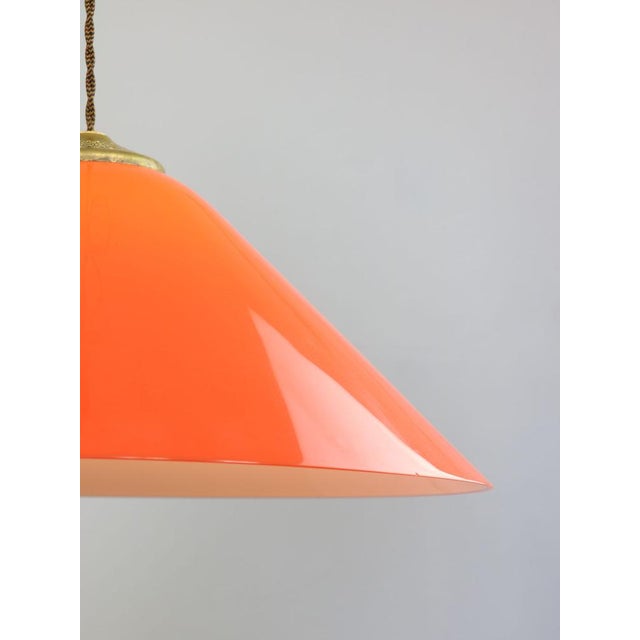 Mid-Century Italian Orange Acrylic Glass and Brass Pendant Lamp from Guzzini, 1960s For Sale - Image 9 of 14