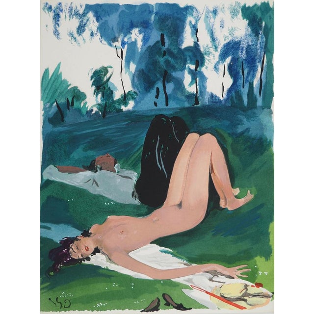 Jean-Gabriel Domergue, Afternoon at the Park, Lithograph and Stencil For Sale - Image 5 of 5