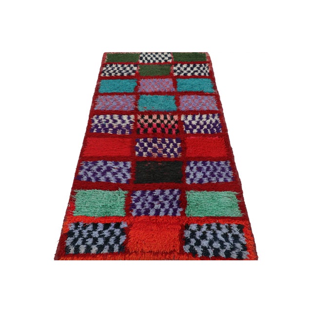 1950s Vintage Moroccan Runner Rug in Red With Geometric Patterns, From Rug & Kilim For Sale - Image 5 of 7