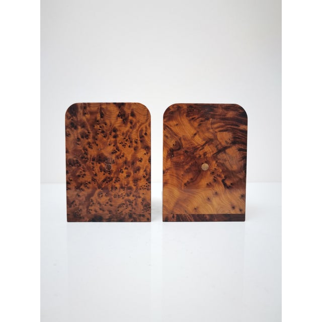 Art Deco Bookends in Polished Burl Wood - a Pair For Sale - Image 6 of 7