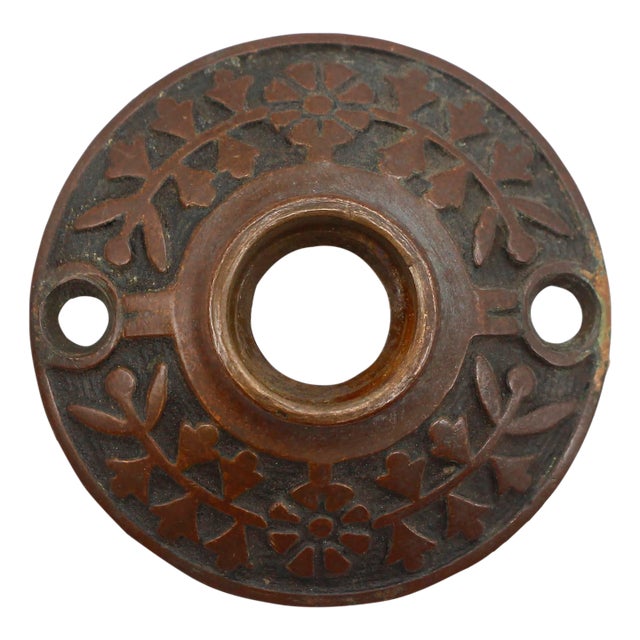 Bronze 2 In. Floral Antique Door Rosette For Sale