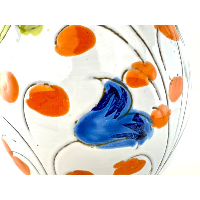 Rustic European Vintage Italian Hand Painted Ceramic Vase For Sale - Image 3 of 9