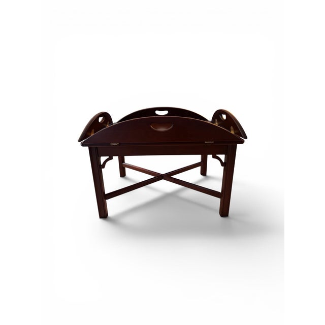 Chippendale Vintage Chippendale Style Mahogany Butler's Tray Hinged Coffee Table For Sale - Image 3 of 6